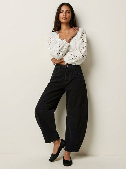 Dames High-Waisted Jeans – Relaxte Pasvorm voor Dagelijks Gebruik