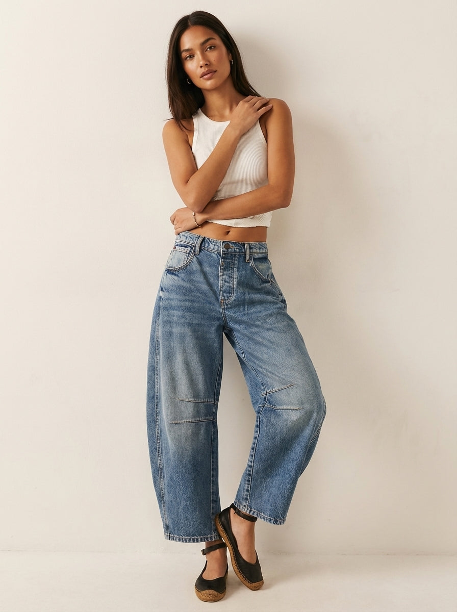 Dames High-Waisted Jeans – Relaxte Pasvorm voor Dagelijks Gebruik