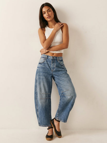 Dames High-Waisted Jeans – Relaxte Pasvorm voor Dagelijks Gebruik
