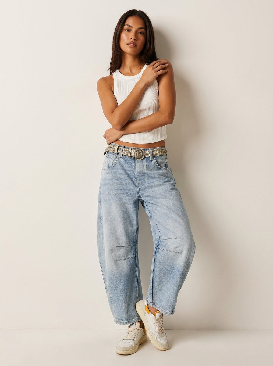 Dames High-Waisted Jeans – Relaxte Pasvorm voor Dagelijks Gebruik