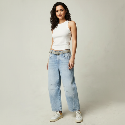 Dames High-Waisted Jeans – Relaxte Pasvorm voor Dagelijks Gebruik