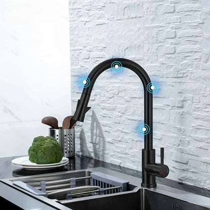 Keukenkraan Sensorgestuurd Met Uittrekbare Uitloop – Geborsteld Nikkel
