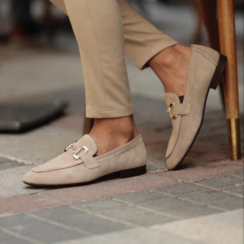 Heren Loafer Suède - Instapschoen met Goudkleurig Accent