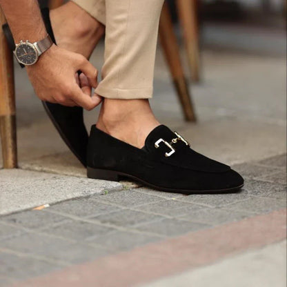 Heren Loafer Suède - Instapschoen met Goudkleurig Accent