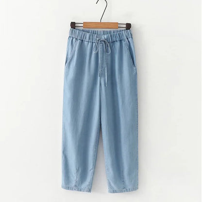 Jilena - Lyocell Denim Broek met Hoge Taille