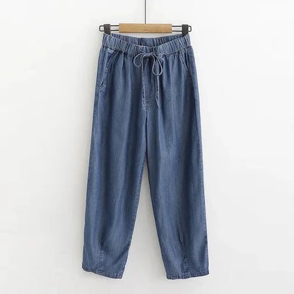 Jilena - Lyocell Denim Broek met Hoge Taille