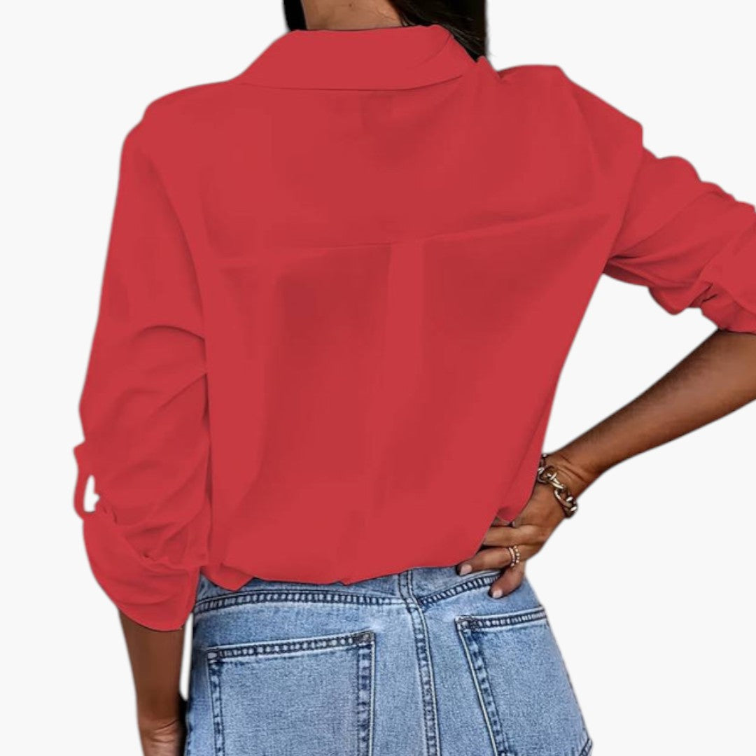 Dames Blouse met Overhemdkraag en Doorknoopsluiting