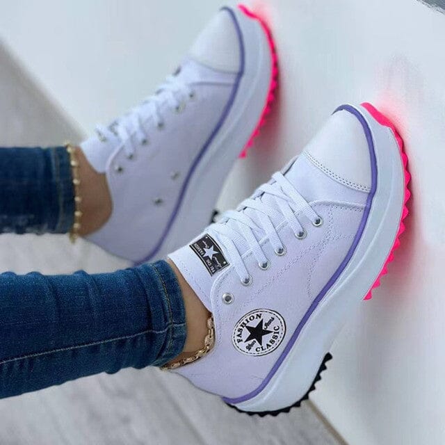 Dames Sneakers Chunky Canvas met Contrasterende Zijstreep