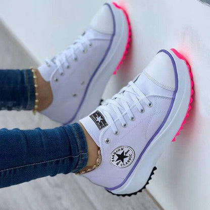Dames Sneakers Chunky Canvas met Contrasterende Zijstreep