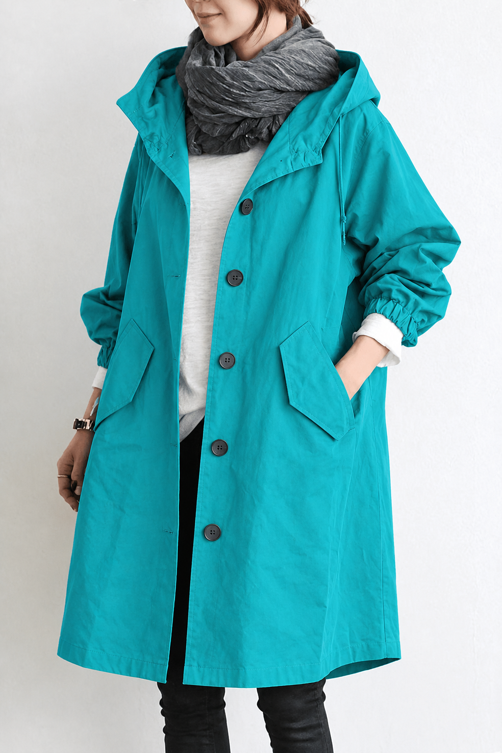 Gabardina impermeable para mujer con capucha – Chaqueta de entretiempo para primavera y otoño