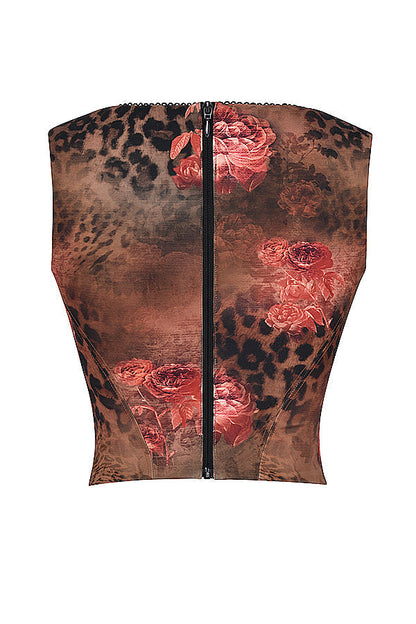 Ivette - Korset met Bloemen- en Luipaardprint
