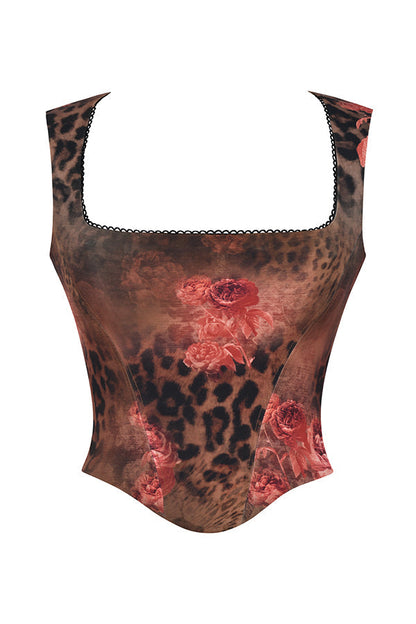 Ivette - Korset met Bloemen- en Luipaardprint