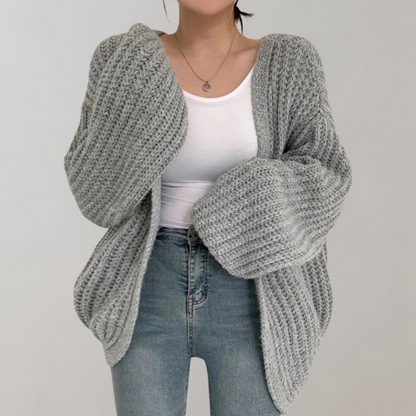 Dames Oversized Gebreide Cardigan – Lange Mouwen, Casual Trui voor Herfst en Winter