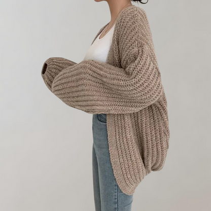Dames Oversized Gebreide Cardigan – Lange Mouwen, Casual Trui voor Herfst en Winter
