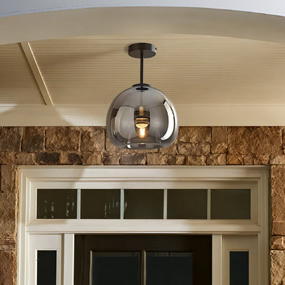 Noraya | Modern Copper Glass Ceiling Light with E27 Fitting for Hallway and Bedroom Lighting