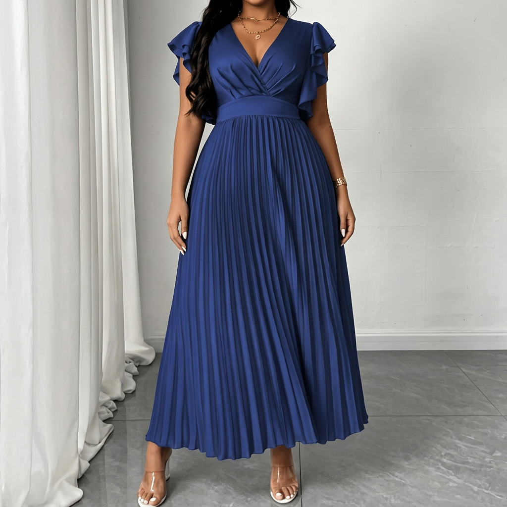 Dames Galajurk Maxi met Wikkeleffect en Plissérok