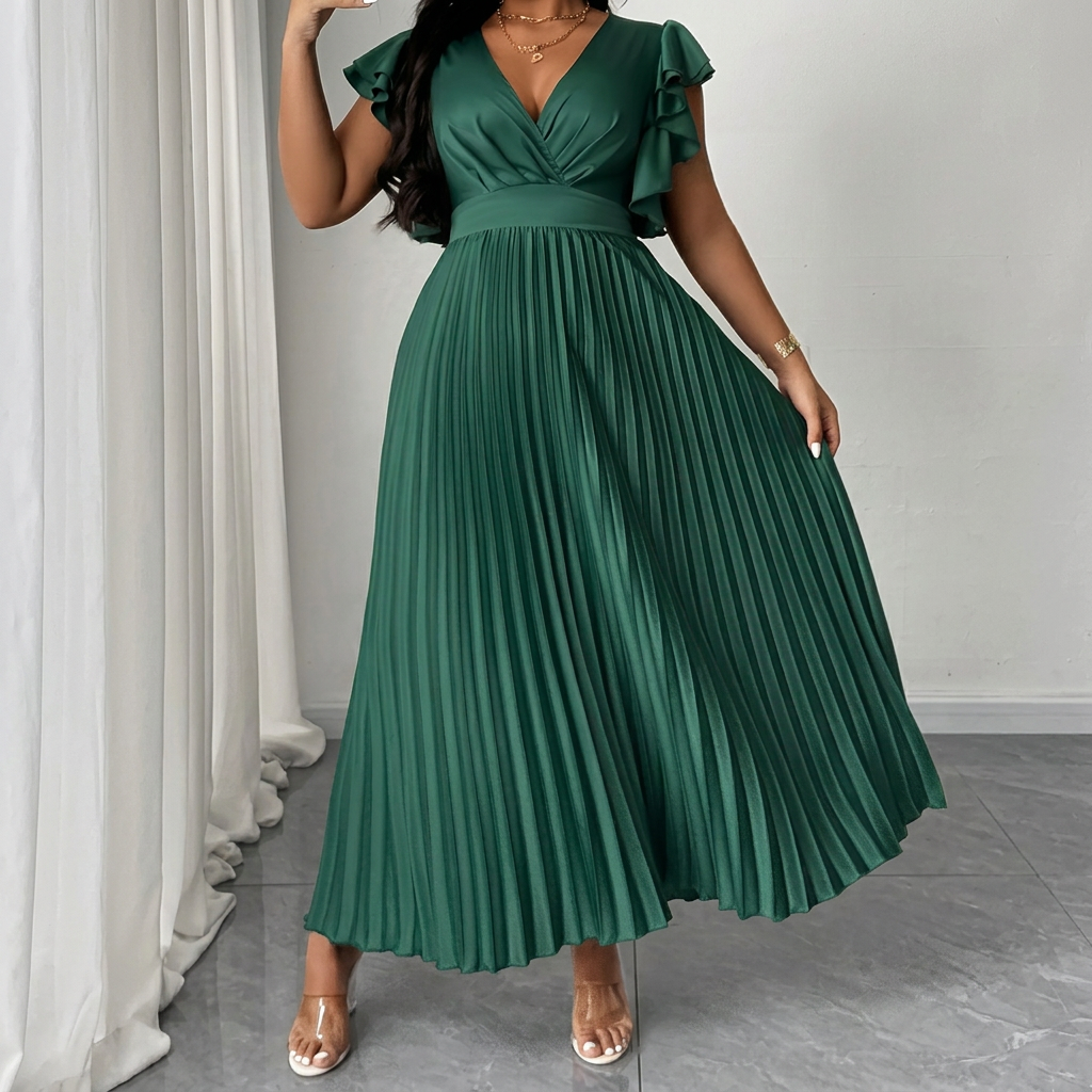 Dames Galajurk Maxi met Wikkeleffect en Plissérok