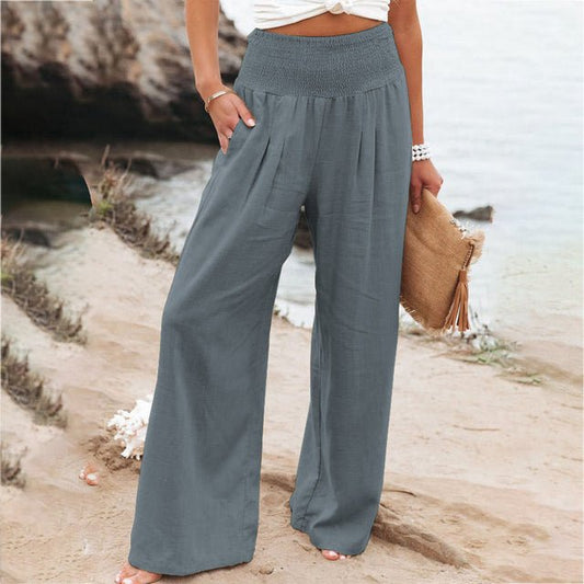 Romy - Wijde Zomerbroek met Smock Taille