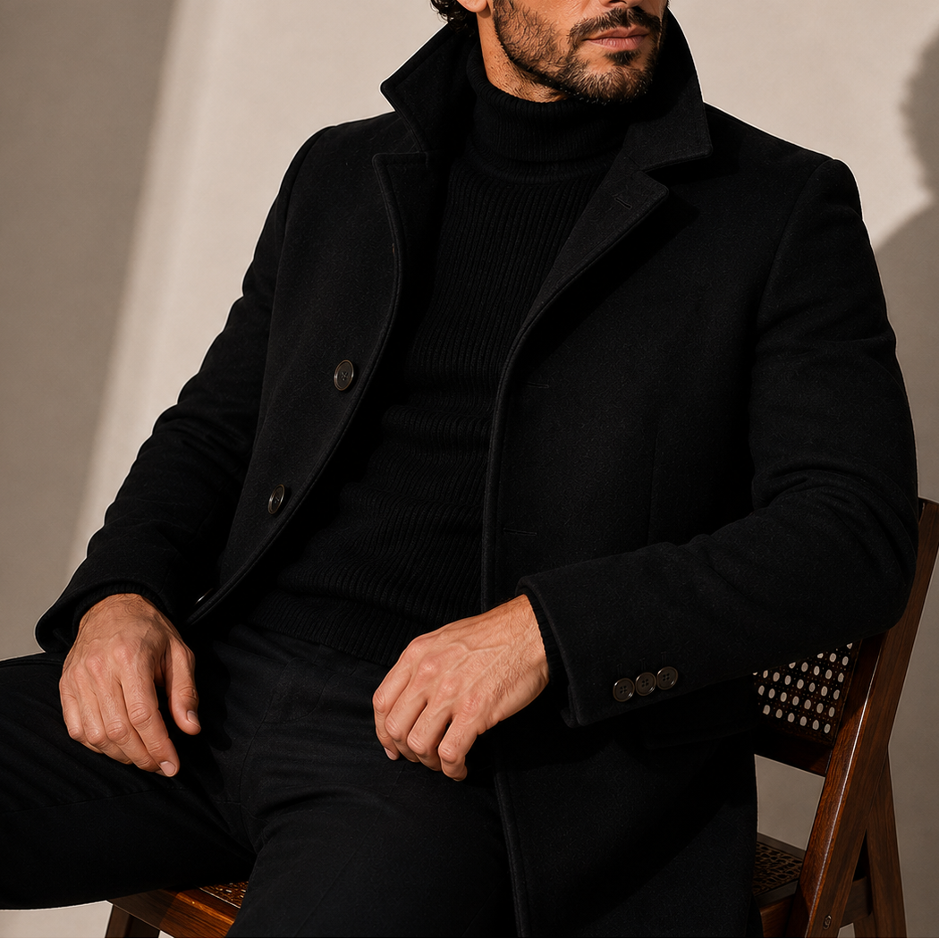 Heren Winterjas met Staande Kraag - Getailleerde Coat