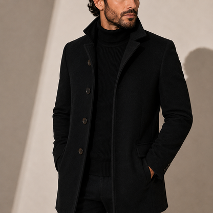 Heren Winterjas met Staande Kraag - Getailleerde Coat