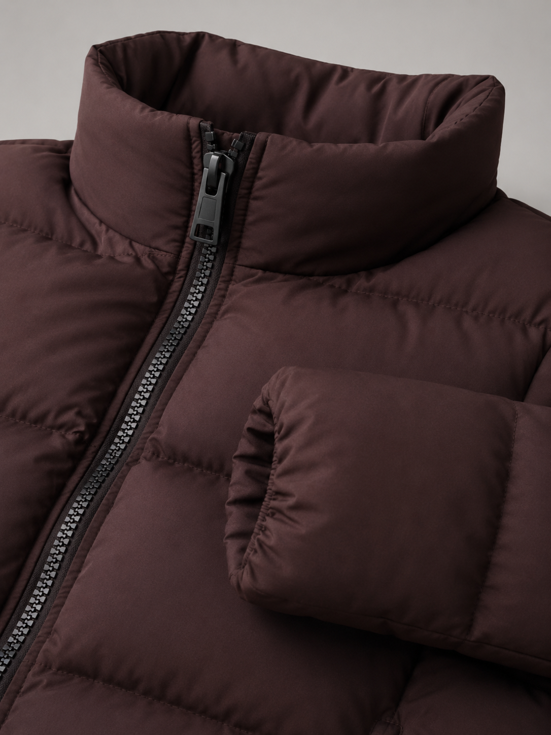 Funnel Neck Quilted Puffer Jacket with Zip Front