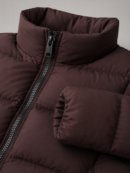 Funnel Neck Quilted Puffer Jacket with Zip Front