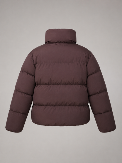 Funnel Neck Quilted Puffer Jacket with Zip Front