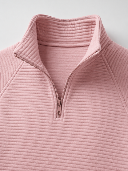 Ribbed Knit Quarter-Zip Pullover