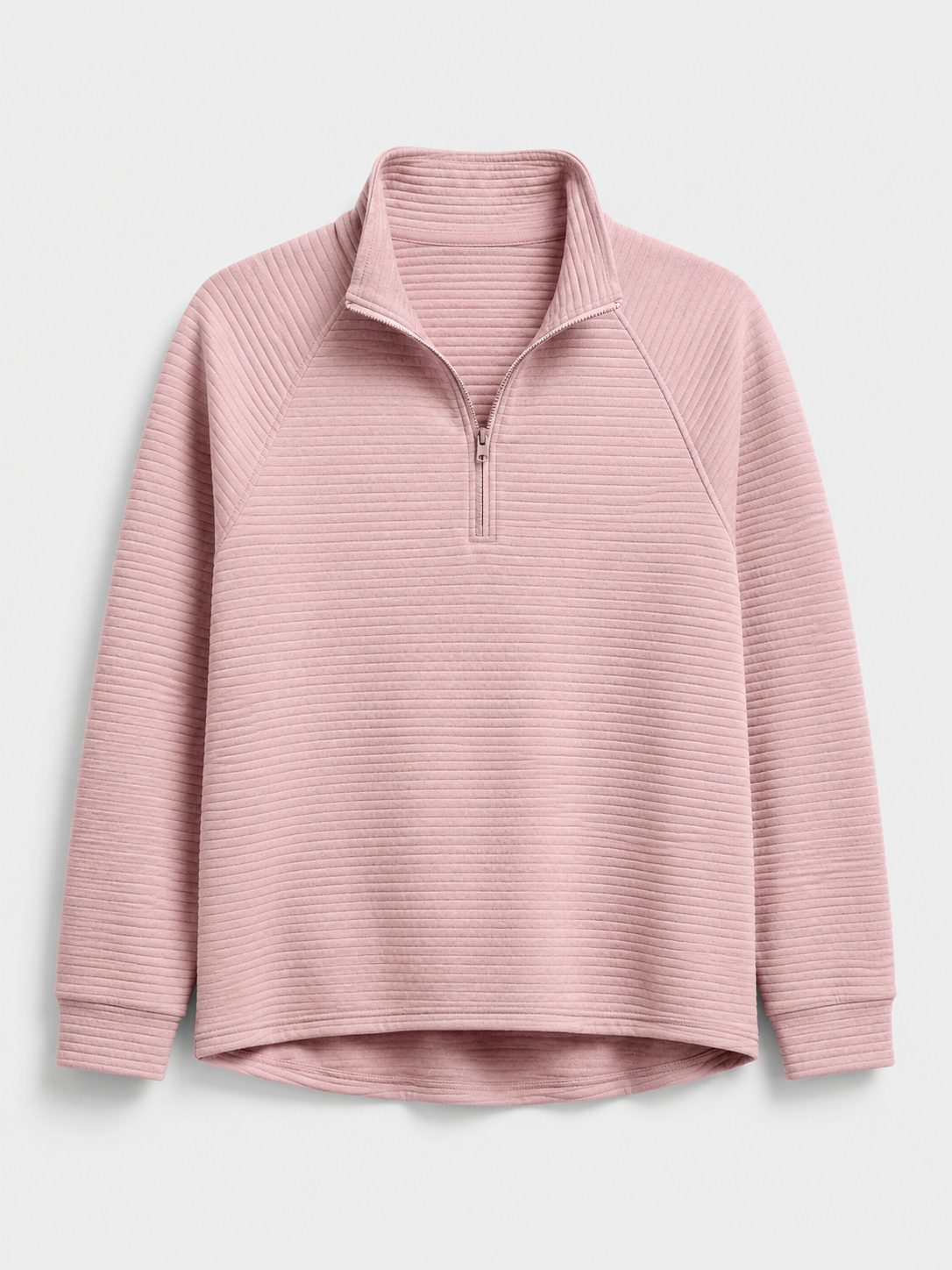 Ribbed Knit Quarter-Zip Pullover