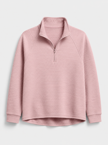Ribbed Knit Quarter-Zip Pullover