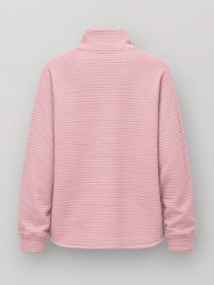 Ribbed Knit Quarter-Zip Pullover
