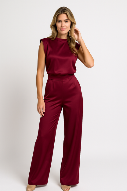 Dames Jumpsuit Satijnlook Mouwloos met Open Rug