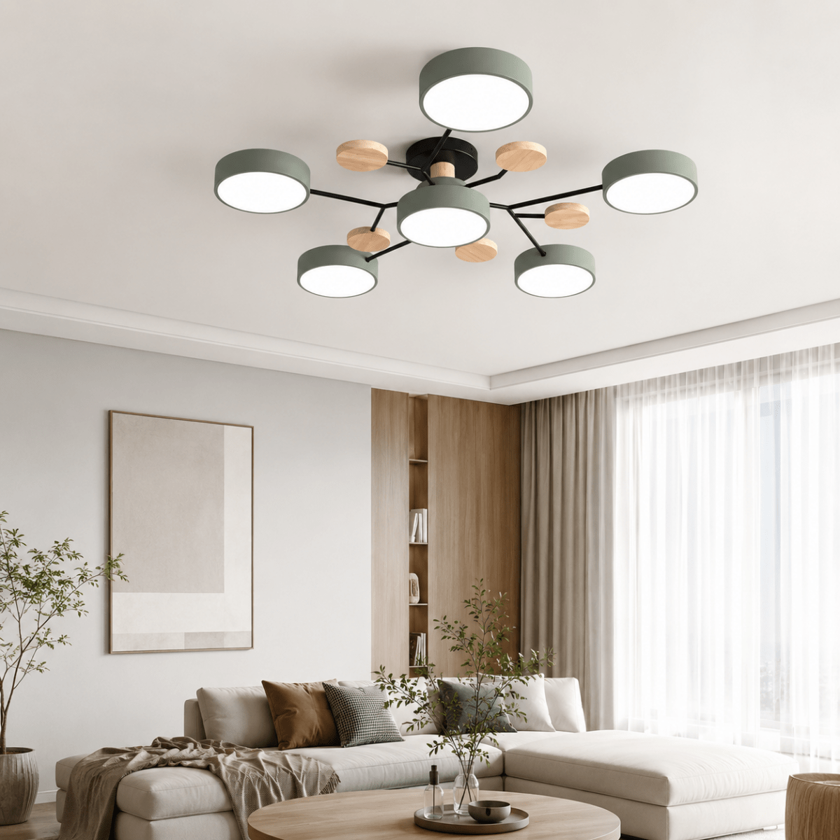 Plafondlamp LED Rond Minimalistisch Design Ijzer en Hout
