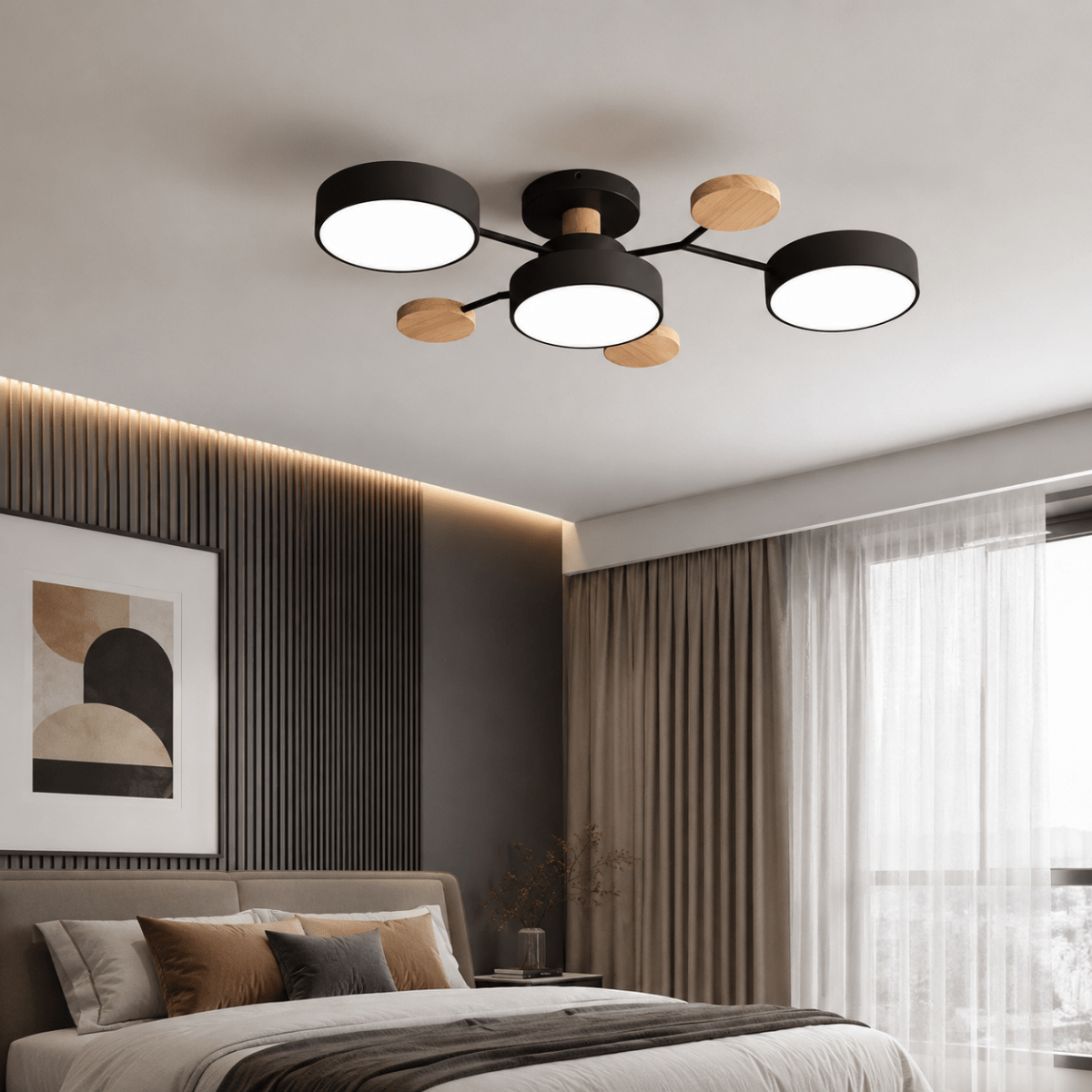Plafondlamp LED Rond Minimalistisch Design Ijzer en Hout