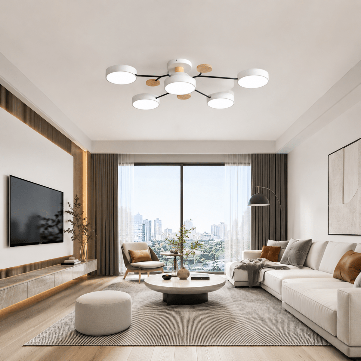 Plafondlamp LED Rond Minimalistisch Design Ijzer en Hout