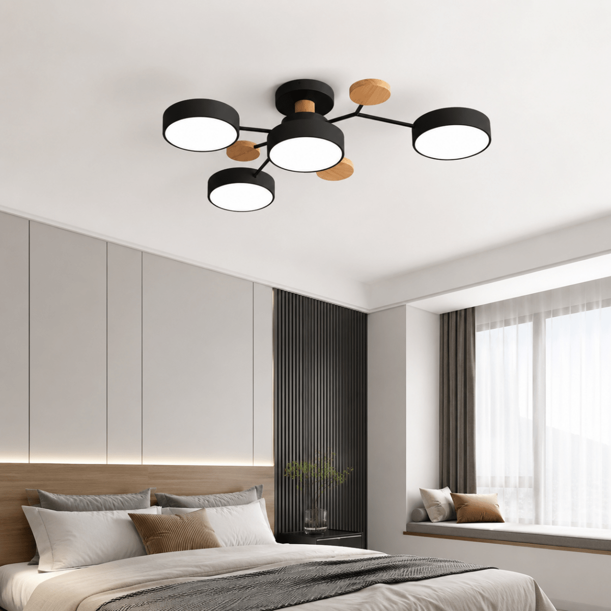 Plafondlamp LED Rond Minimalistisch Design Ijzer en Hout