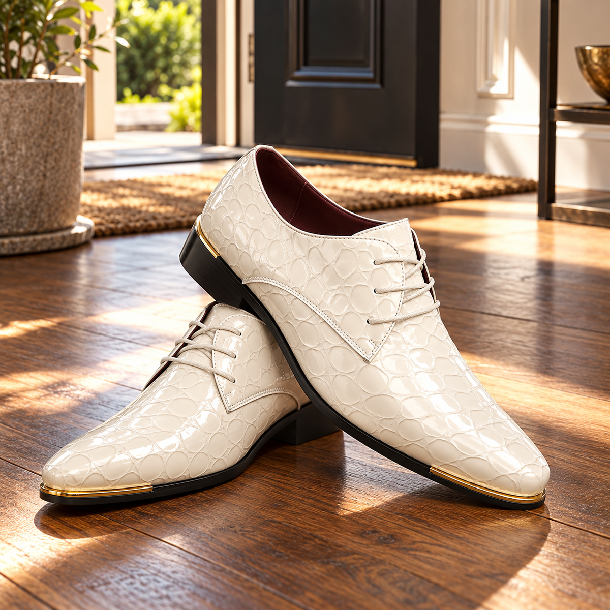 Heren Leren Veterschoenen met Structuurfinish
