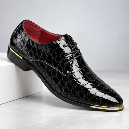 Heren Leren Veterschoenen met Structuurfinish