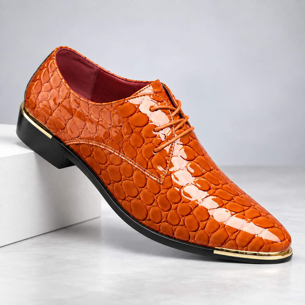 Heren Leren Veterschoenen met Structuurfinish