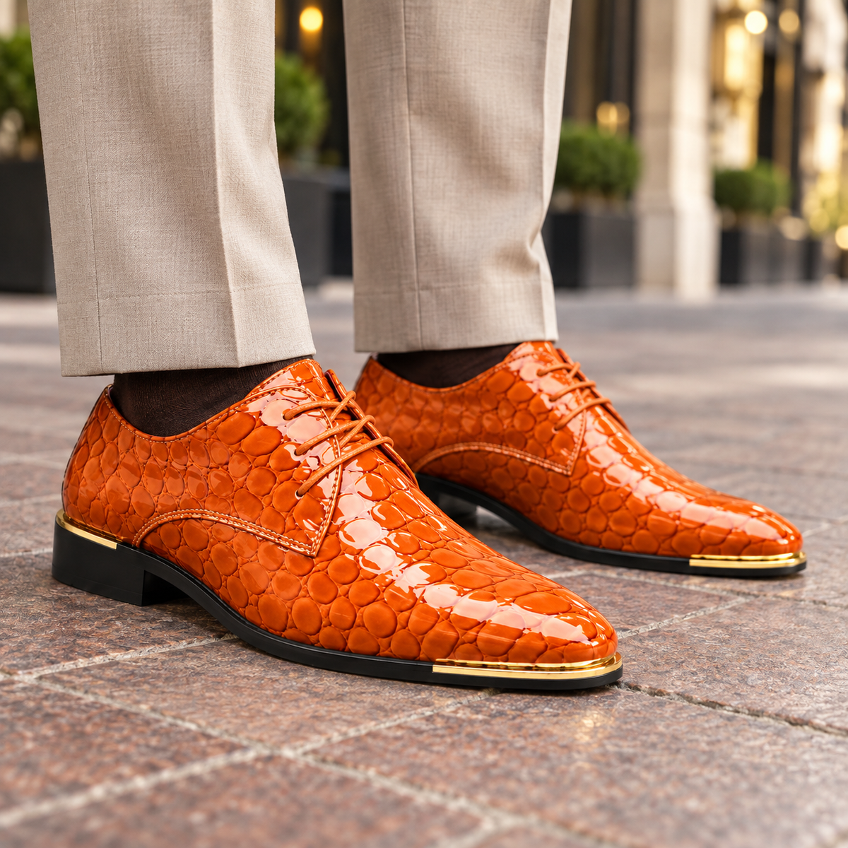 Heren Leren Veterschoenen met Structuurfinish