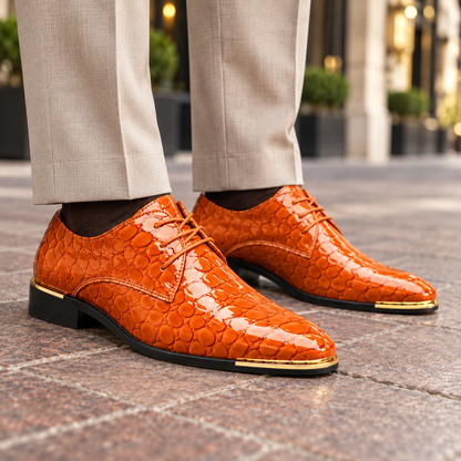 Heren Leren Veterschoenen met Structuurfinish