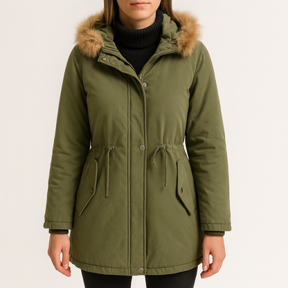 Dames Gewatteerd Jack met Capuchon – Synthetisch Bont, Warm Winterjack voor Casual en Avondkleding