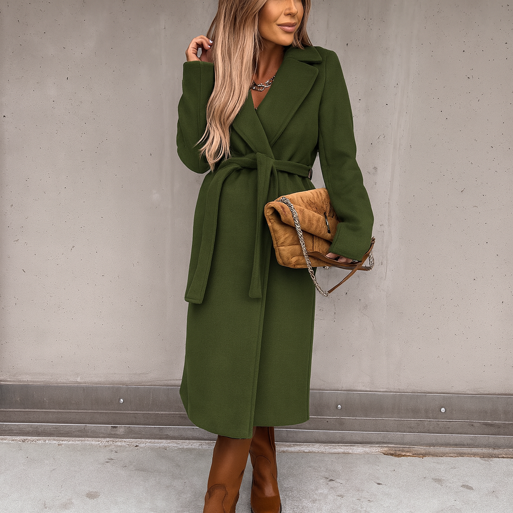 Dames Lange Wollen Jas – Zwart, Warm en Stijlvol voor Herfst en Winter