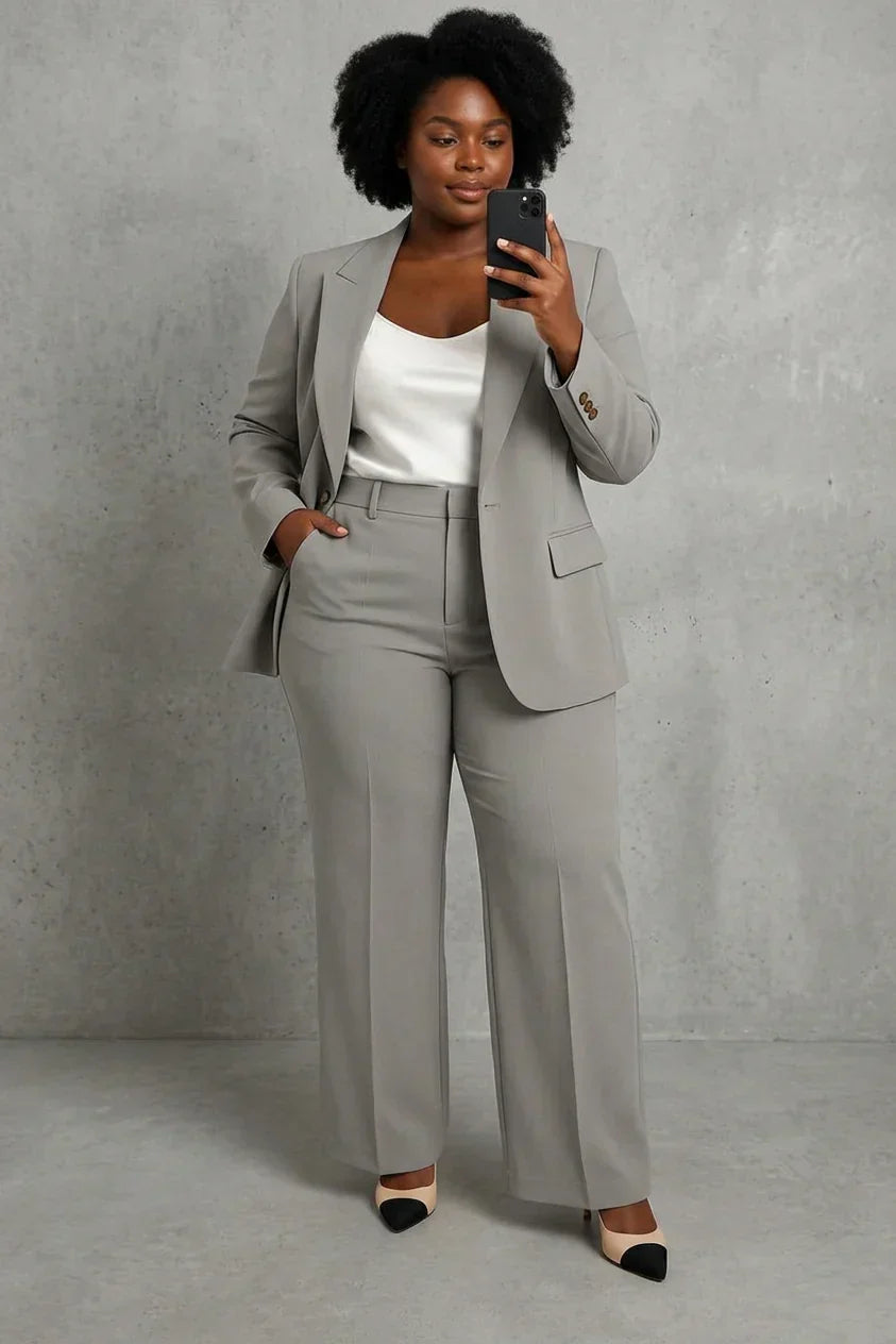 Dames Twee-Delige Pakset - Gecoördineerde Blazer en Broek Look