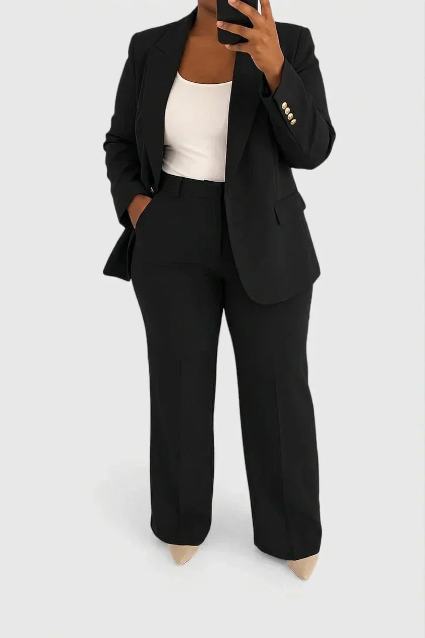 Dames Twee-Delige Pakset - Gecoördineerde Blazer en Broek Look
