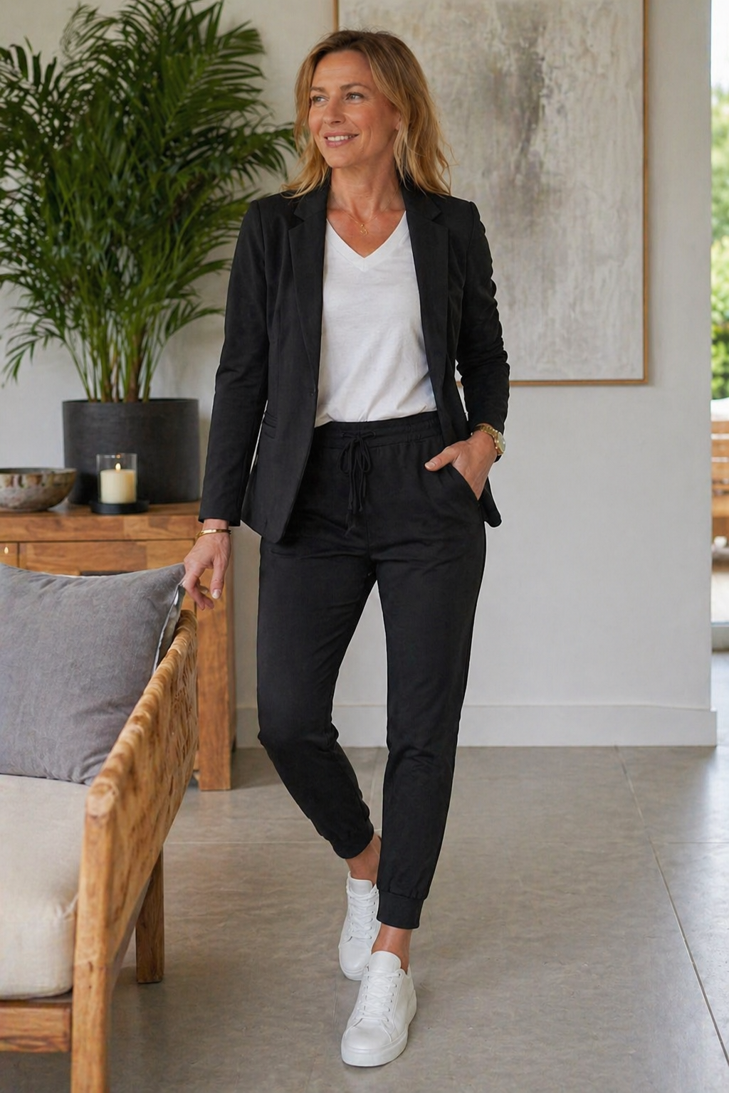 Dames Pak Blazer met Rechte Pantalon - Elegant Business Two-Piece
