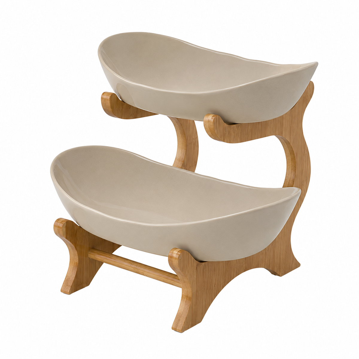 Etagère Fruitschaal met Bamboe Frame, 2 of 3 Lagen