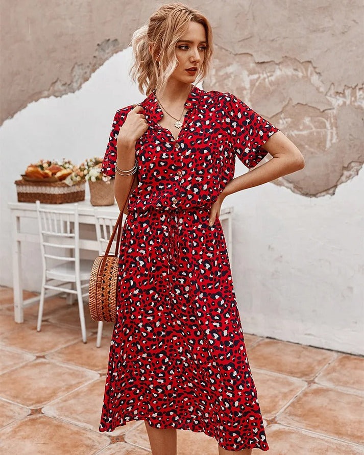 Florine - Midi Jurk met Elegante Pasvorm
