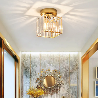 Plafondlamp Zwart met Kristallen Kap - Modern Design voor Hal en Woonkamer