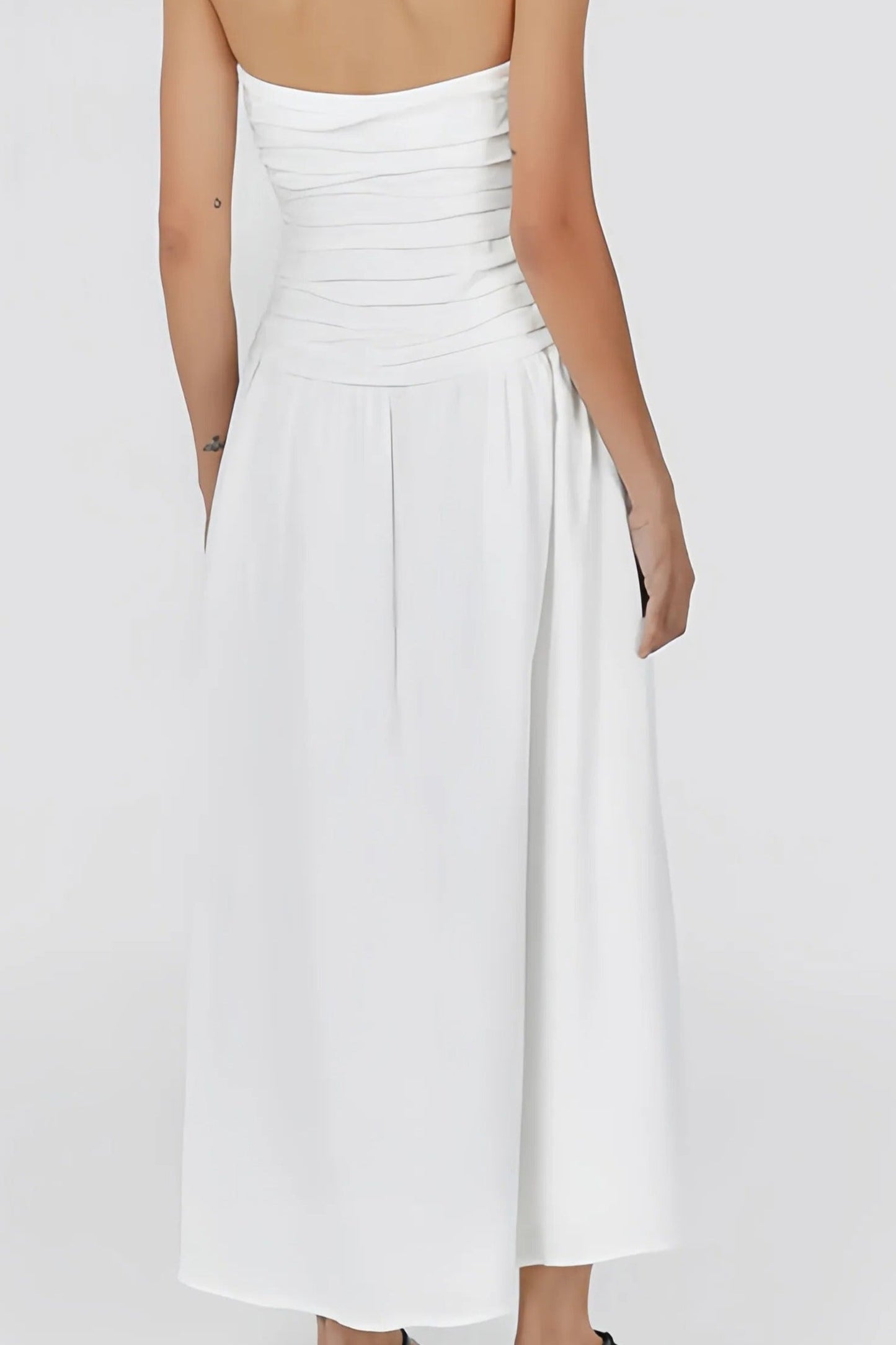 Fleur - Trendy Strapless Midi Jurk